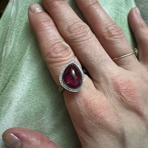 John Hardy Diamond (.15ct halo) and rubelite nwt originally $2600